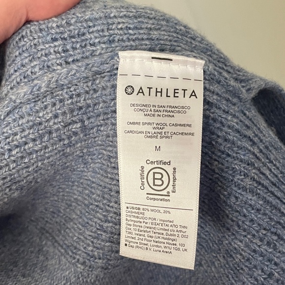 Athleta Ombre Spirit Wool Cashmere Wrap in Blue Star/Chrome Blue Size Medium - Picture 10 of 13
